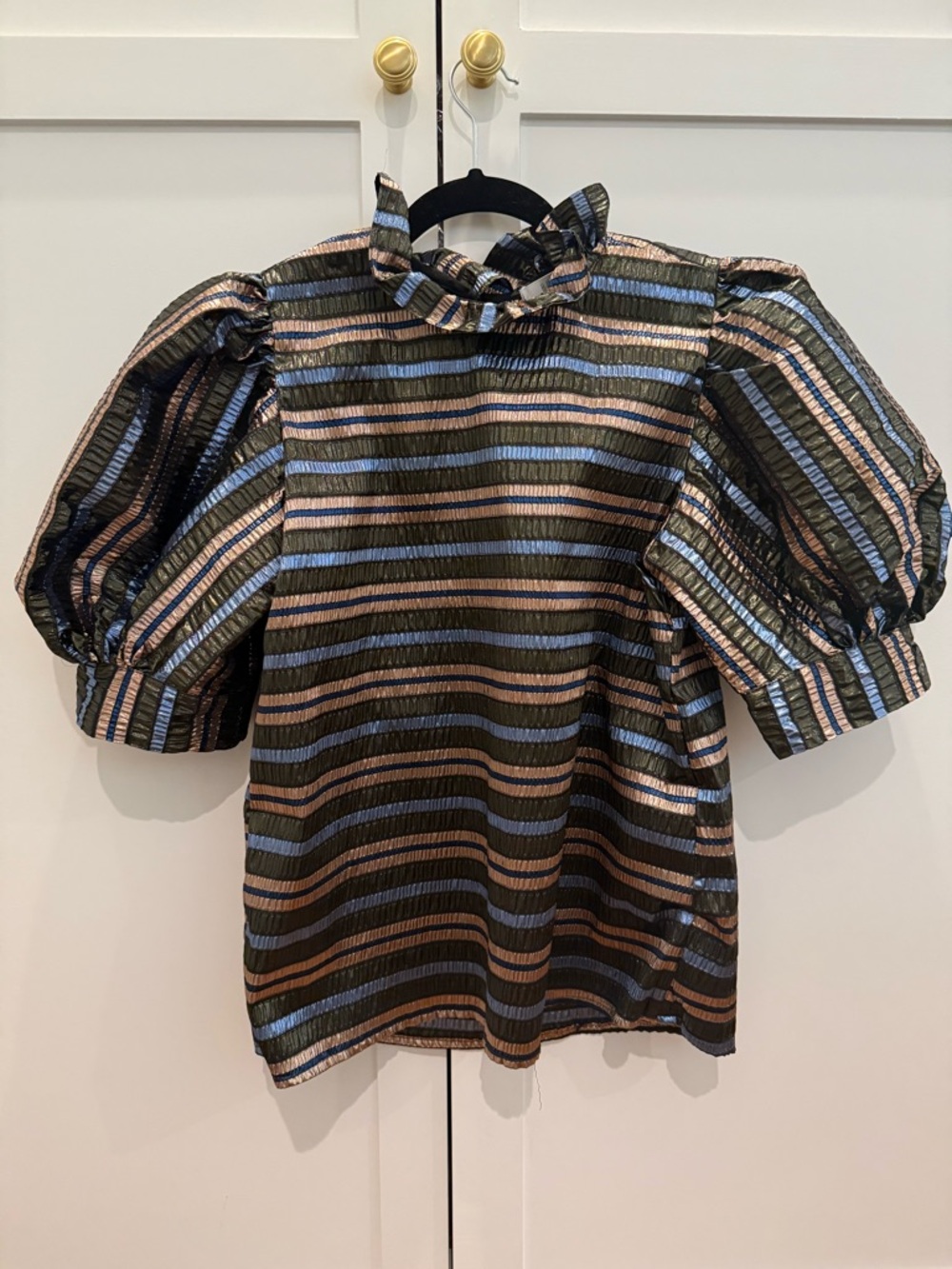 Hunter Bell Metallic Crinkle Striped Stella Top - Size Medium M